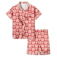 thumbnail image 1 of Toddler Kids Satin Pajamas Set Valentines Day Short Sleeve Button-Down Sleepwear Pjs For Girls Girls Silk Pajamas Red 3 Y-4 Y, 1 of 4