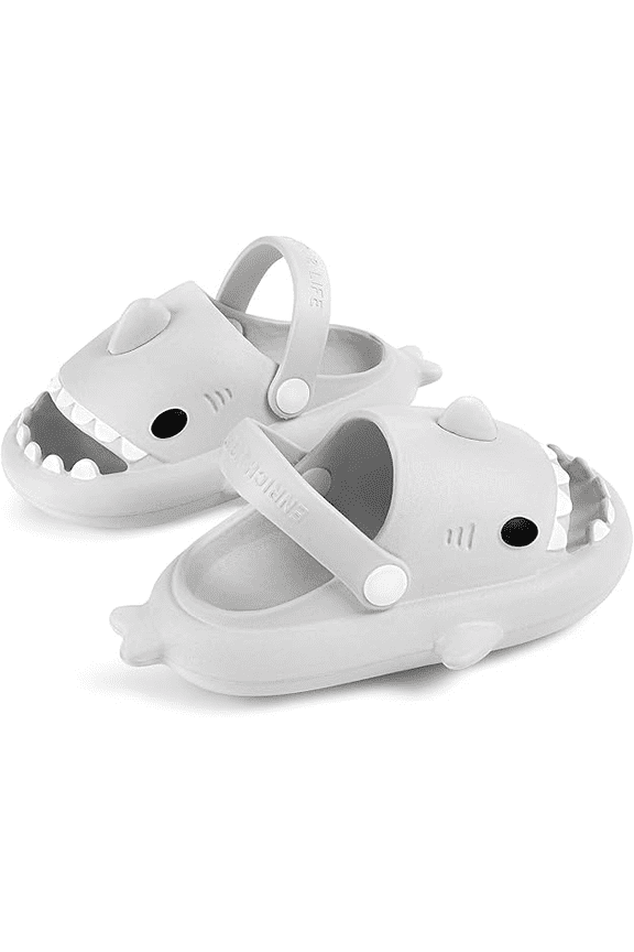 Toddler Kids Shark Clogs, Cute Cartoon Non-Slip Water Shoes, Lightweight EVA Garden Sandals with Adjustable Strap for Boys Girls, Indoor Outdoor Shower Pool Beach Slippers