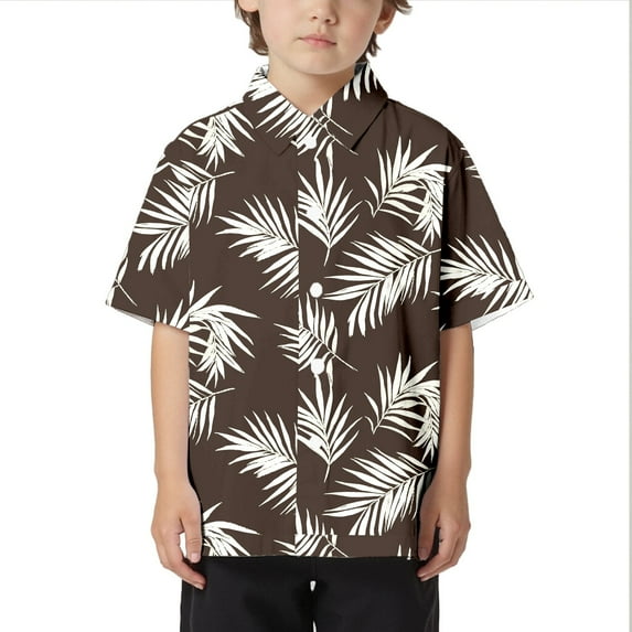 Toddler Kids Shirt Hawaii Short Sleeve Coconut Tree Print Collar Button Open Shirt Short Sleeve Shirt Kids Girls Boys Summer Beach Leisure Loose Shirt,4 Years