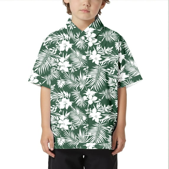 Toddler Kids Shirt Hawaii Short Sleeve Coconut Tree Print Collar Button Open Shirt Short Sleeve Shirt Kids Girls Boys Summer Beach Leisure Loose Shirt,7 Years