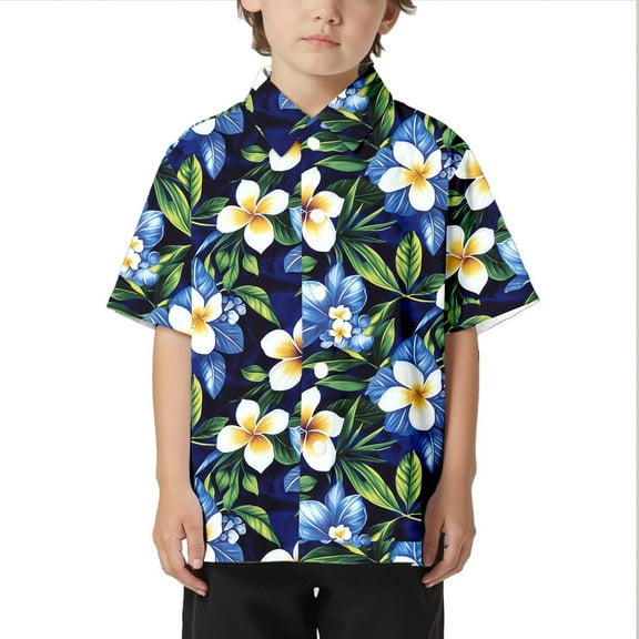Toddler Kids Shirt Hawaii Short Sleeve Flower Print Collar Button Open Shirt Short Sleeve Shirt Kids Girls Boys Summer Beach Leisure Loose Shirt,4 Years