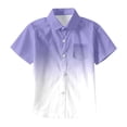 thumbnail image 1 of Toddler Kids Shirts Hawaii Gradient Color Block Short Sleeve Pocket Turn-Down Collar Button Shirt Kids Boys Girls Personality Summer Beach Holiday Casual Shirt，10 -11 Years, 1 of 5