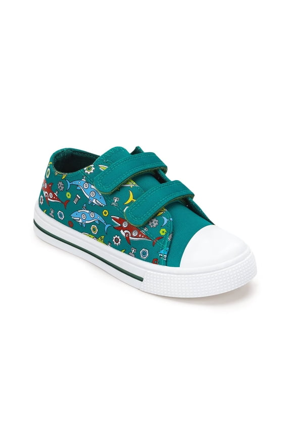 Kids Sneakers Toddler Boys Canvas Shoes with Hook and Loops, Shark, Toddler Size 10