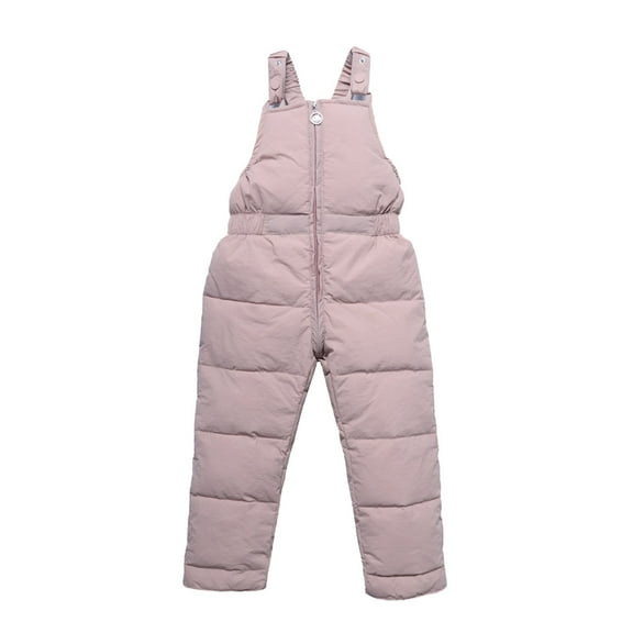 Kids Down Trousers Skiing Pants Fashion Bib Windproof Full Zip Pants Boys Girls Winter Thicken Snow Overall Jumpsuit