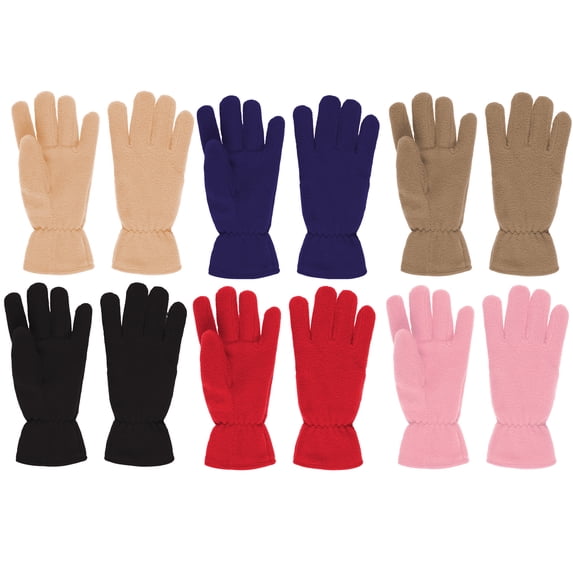 Toddler/Kids Soft And Warm Fleece Lined Gloves (7-8Y, 6 Pack)