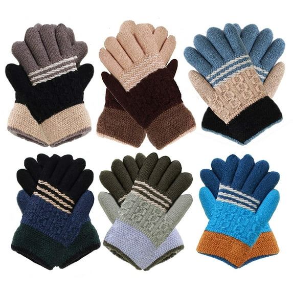 Toddler-Kids Soft And Warm Fuzzy Interior Lined Gloves 6-Pack