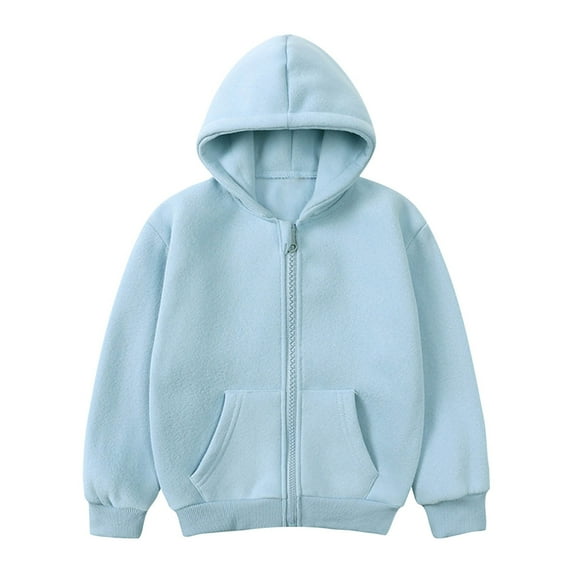 Toddler Kids Solid Color Hoodies, Boys Girls Cute Long Sleeved Pullover Hooded Sweatshirt Casual Sports Cotton Tracksuits Tops Light Blue 130