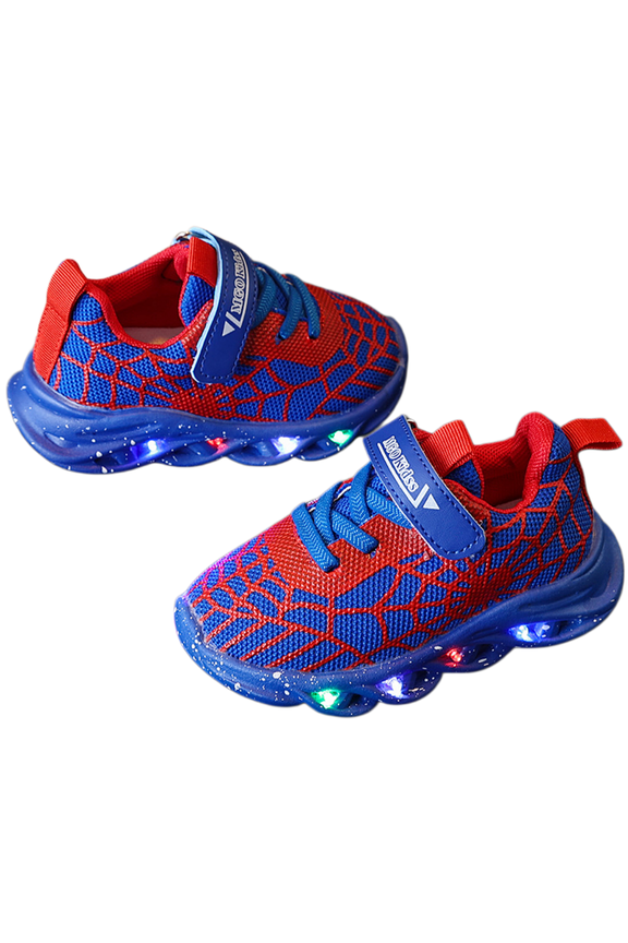 Toddler Kids Spider Web LED Light Up Shoes, Breathable Casual Sport Sneakers for All Season Daily Wear & Gift