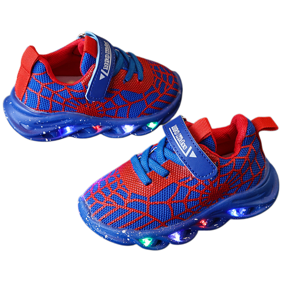 Toddler Kids Spider Web LED Light Up Shoes, Breathable Casual Sport Sneakers for All Season Daily Wear & Gift