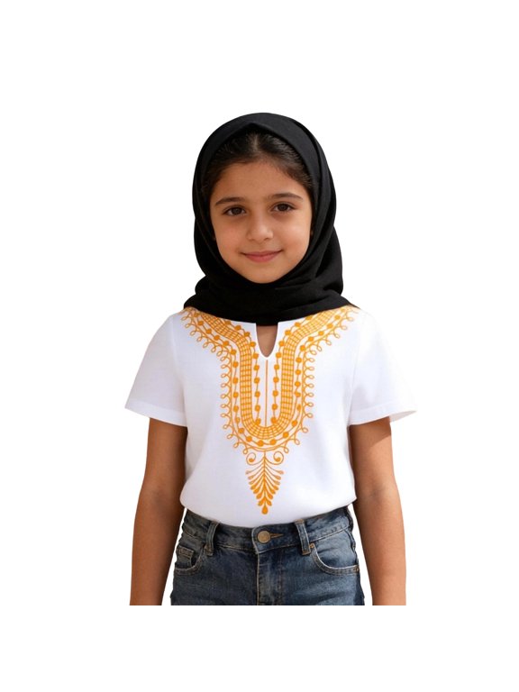 Toddler Kids Sporty Dashiki Shirt Featuring Clean Surface Finish, Breathable Lightweight Material, for and Beach Trips