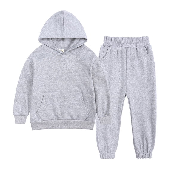 Toddler Kids Spring Winter Solid Long Sleeve Hoodie Sweatpant Babys Girls Boys Hooded Sweatshirt Outfits Clothes Set