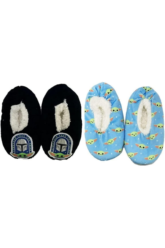 Toddler Kids Star Wars The Mandalorian 2-Pack Stronger Snuggle Toe Slippers 2T-4T