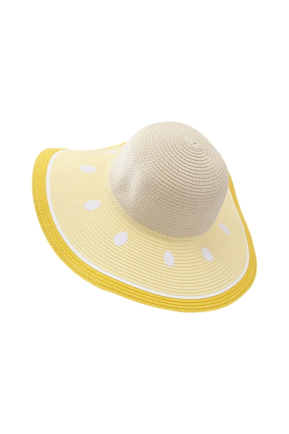 Toddler Kids Straw Sun Hat Watermelon Print Wide Brim Beach Hat Summer Sun Protection Vacation Hat
