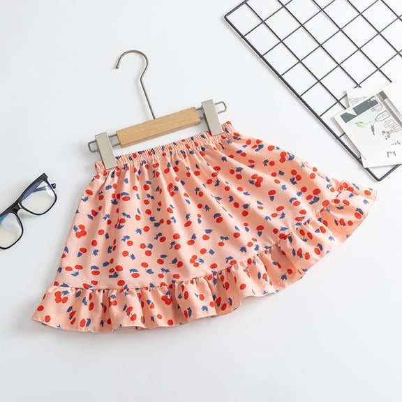 Toddler & Kids Summer Floral Ruffle Skirt – Soft Stretchy Casual Half Skirt (12M-7Y)