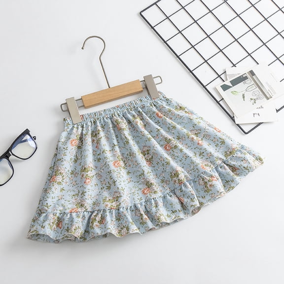 Toddler & Kids Summer Floral Ruffle Skirt – Soft Stretchy Casual Half Skirt (12M-7Y)