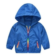 Toddler Kids Summer Sunscreen Jackets Rainbow Hooded Outerwear Zipper Coats Streetwear Coats For 4-5 Years