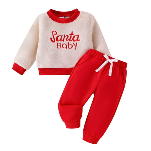 Toddler Kids Sweat Outfit Cute Top 6month Baby Girl Clothes Little Girl Sweat Outfits Pants Outfit Girls Christmas Child Boys Girls Long Sleeve Letter Prints Warm Pullover Tops Pants Ki Red 2-3 Years