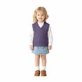 thumbnail image 1 of Toddler Kids Sweater Vest V Neck Cable Knit Sleeveless Uniform Knitwear, 1 of 6