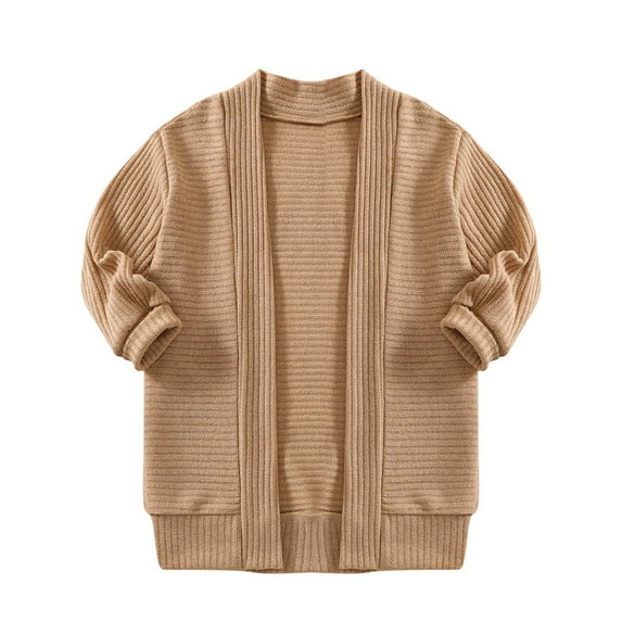 Toddler Kids Sweaters Open Front Cardigan Outerwear Boys Girls Fall Winter Clothes Long Sleeve Knitted Jackets (5 Years, Khaki)