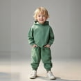 thumbnail image 1 of Toddler Kids Sweatsuit Set for Girls 2PC Long Sleeve Green Hoodie and Active Jogger Pants Warm Fall Winter Clothes 2T Girls Clothes, 1 of 8