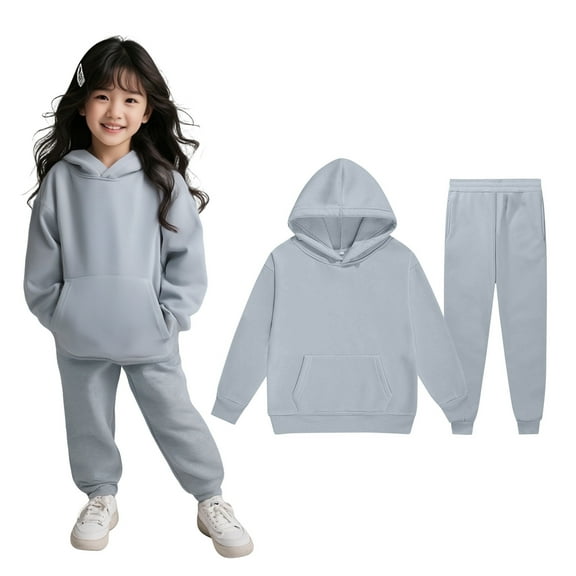 Toddler Kids Sweatsuit Set for Girls 2PC Long Sleeve Solid Hooded Sweatshirt Sweatpants Set Winter Clothes 2-3 Years Girls Clothes