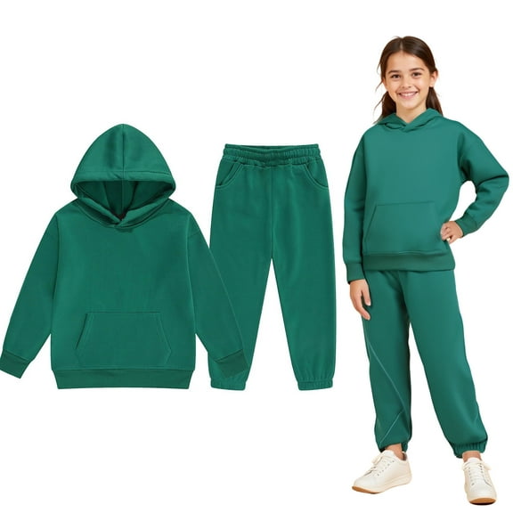 Toddler Kids Sweatsuit Set for Girls 2PC Long Sleeve Solid Sweatshirt and Sweatpants Fall Clothes Girls Clothes Size 3-4 Years