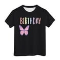 thumbnail image 1 of Toddler Kids T-Shirts Birthday Butterfly Print Multicolor Round Neck Short Sleeve Tee Kids Boys Girls Summer Casual School Home Everyday Wear Stylish T-Shirts，3 -4 Years, 1 of 4
