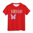 thumbnail image 1 of Toddler Kids T-Shirts Birthday Butterfly Print Multicolor Round Neck Short Sleeve Tee Kids Boys Girls Summer Casual School Home Everyday Wear Stylish T-Shirts，8 -9 Years, 1 of 4