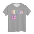 thumbnail image 1 of Toddler Kids T-Shirts Birthday Butterfly Print Multicolor Round Neck Short Sleeve Tee Kids Boys Girls Summer Casual School Home Everyday Wear Stylish T-Shirts，12 -13 Years, 1 of 4