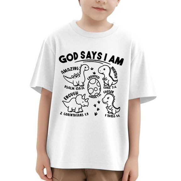 Toddler Kids T-Shirts Cute Cartoon Dinosaur Printing T Shirt Round Neck Short Sleeved T-Shirt Kids Boys Girls Interesting Playtime Outdoor T-Shirts,3 -4 Years