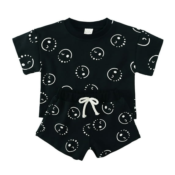 Toddler Kids T-Shirts Smiling Face Print Round Neck Short Sleeve T-Shirt Children Boys Girls Summer Cute Loungewear T-Shirts,3 Years