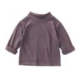 thumbnail image 1 of Toddler Kids Thermal Shirt Brown Long Sleeve Shirt Girls Girls Turtle Neck T-Shirts Fall Clothes Plain T Shirts for Kids 12-24 Months, 1 of 4