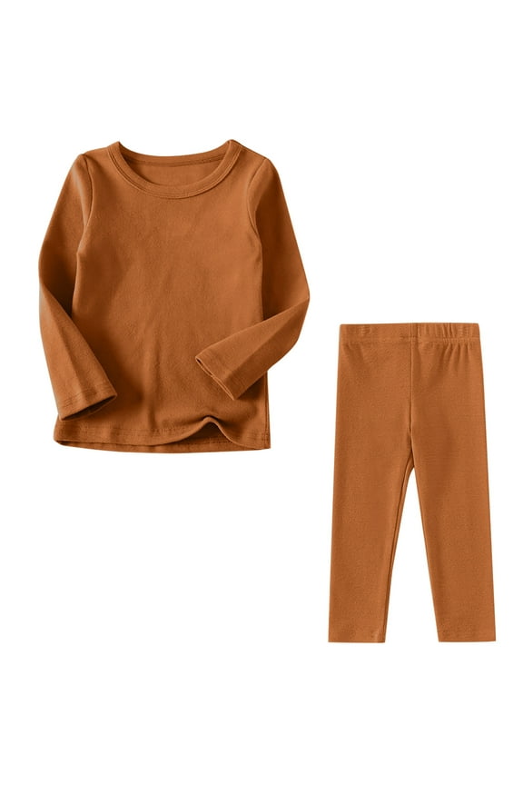 Toddler Kids Thermal Underwear Outfits Set Fall Winter Tops Long Johns Sets Toddler Base Layer for Boys Girls 6M-7T