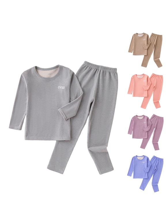 Toddler Kids Thermal Underwear Set, Soft Wool Silk Base Layer Top and Pants, Cute Casual Loungewear for Girls Boys, Fall Winter Home Wear | CSEONE