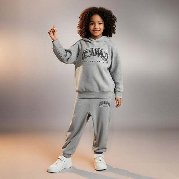 Toddler Kids Toddler Sweatsuit 2 Piece Long Sleeve Letter Graphic Basic Hoodie Leggings Pants Warm Fall Winter Clothes Clothes for Boys 3-4 Years