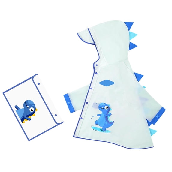 Toddler Kids Waterproof Dinosaur Spikes Shape Hooded Rain Coat with Transparent Brim for School Travel Rainwear 4-5 Years