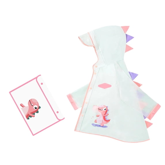 Toddler Kids Waterproof Dinosaur Spikes Shape Hooded Rain Coat with Transparent Brim for School Travel Rainwear 5-6 Years