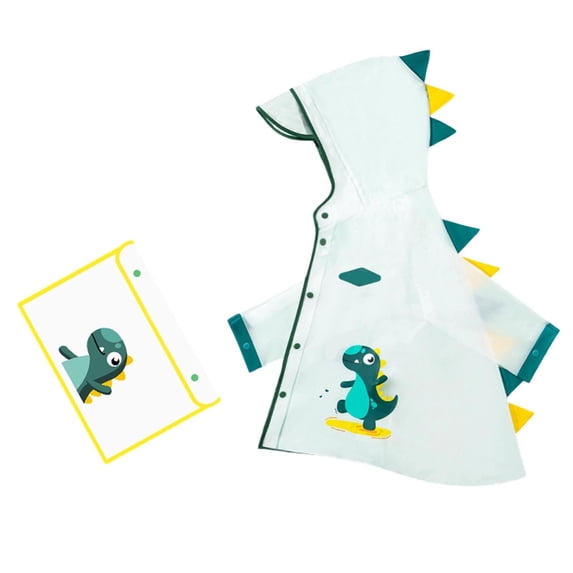 Toddler Kids Waterproof Dinosaur Spikes Shape Hooded Rain Coat with Transparent Brim for School Travel Rainwear 7-8 Years