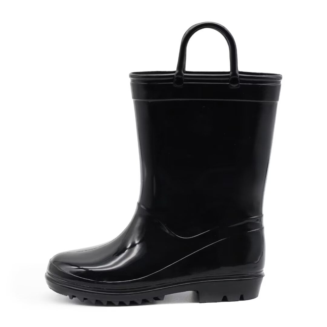 Toddler Kids Waterproof Rain Boots Boys Girls Black Boots with Handles Toddler Size 10