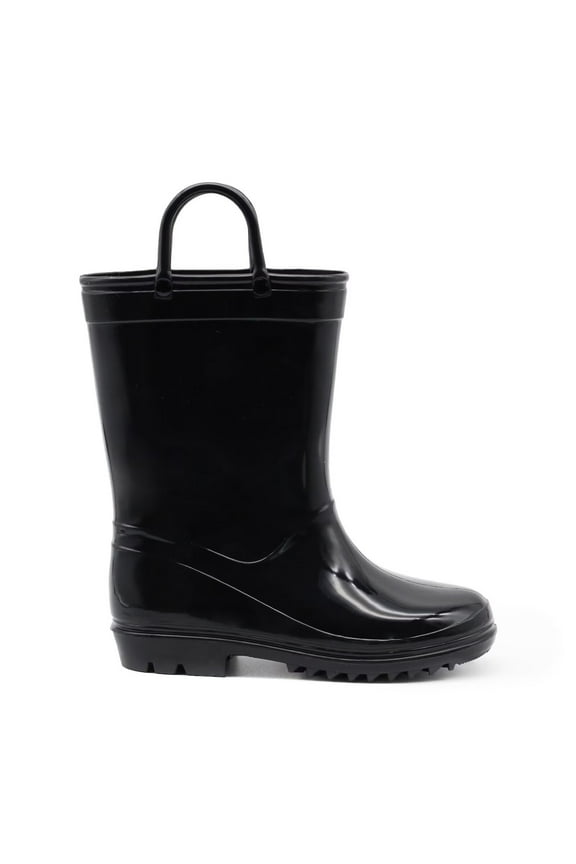 Toddler Kids Waterproof Rain Boots Boys Girls Black Boots with Handles Toddler Size 10