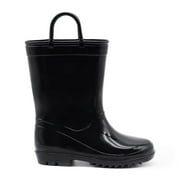 EUXTERPA Toddler Kids Waterproof Rain Boots Boys Girls Black Boots with Handles Big Kid Size 1