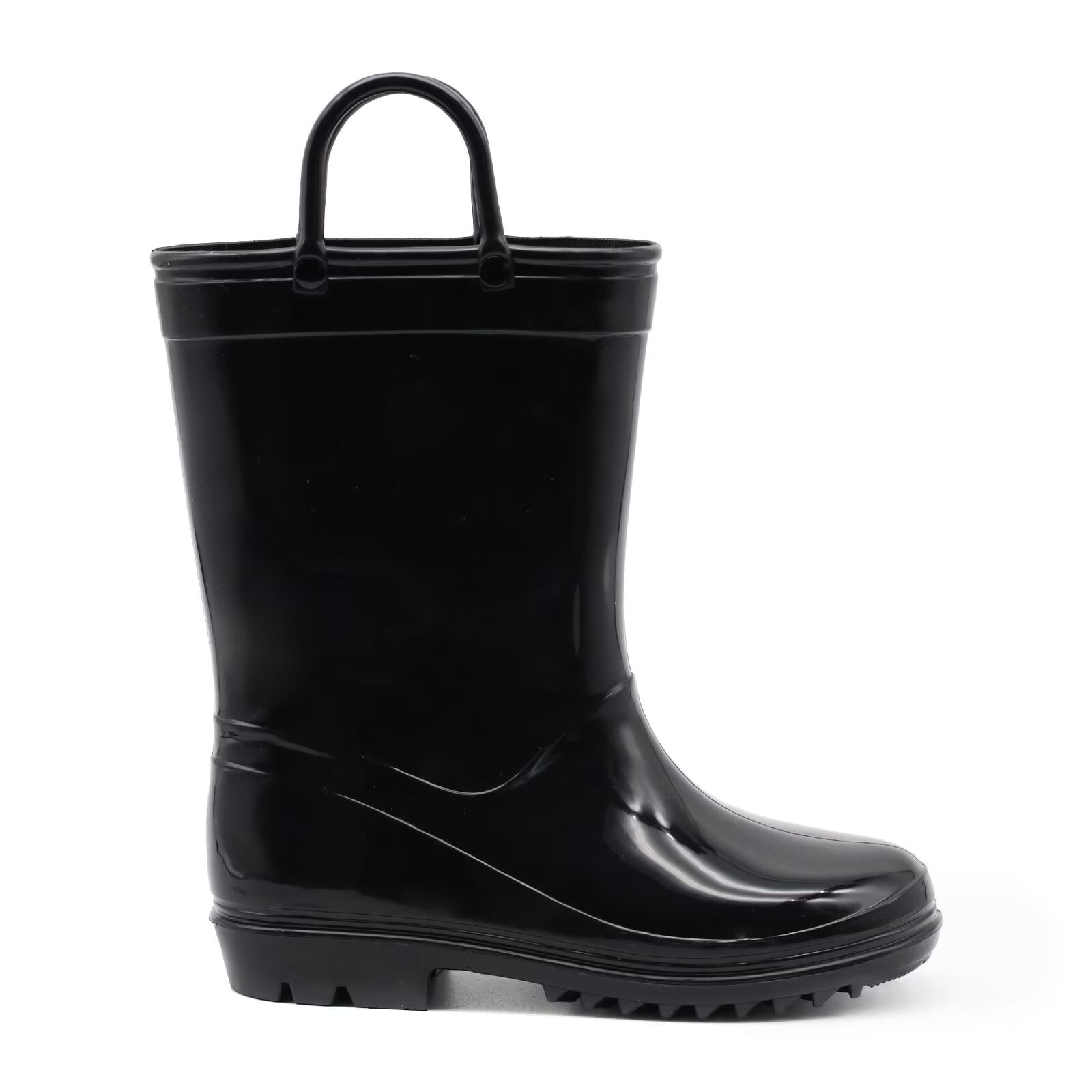 EUXTERPA Toddler Kids Waterproof Rain Boots Boys Girls Black Boots with Handles Big Kid Size 2