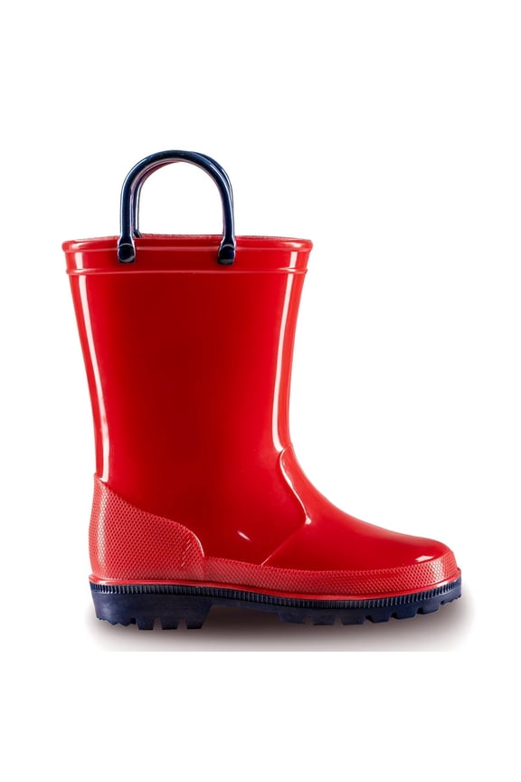 Toddler Kids Waterproof Rain Boots Boys Girls Red Boots with Handles Toddler Size 5