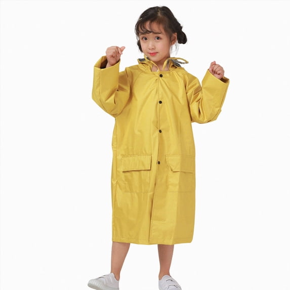 Toddler Kids Waterproof Raincoat Toddler Kids Boys Girls Solid Color Rainwear Children Raincoat with Hooded Jacket Coat Hoodies Breathable Kids Rain Jackets,Yellow,1-5 Years