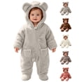 thumbnail image 1 of Toddler Kids Winter Clothes,Cute Fleece Warm Solid Color Long Sleeved Zipper Footed Hooded Jumpsuit Rompers,Kids Essentials, 1 of 6