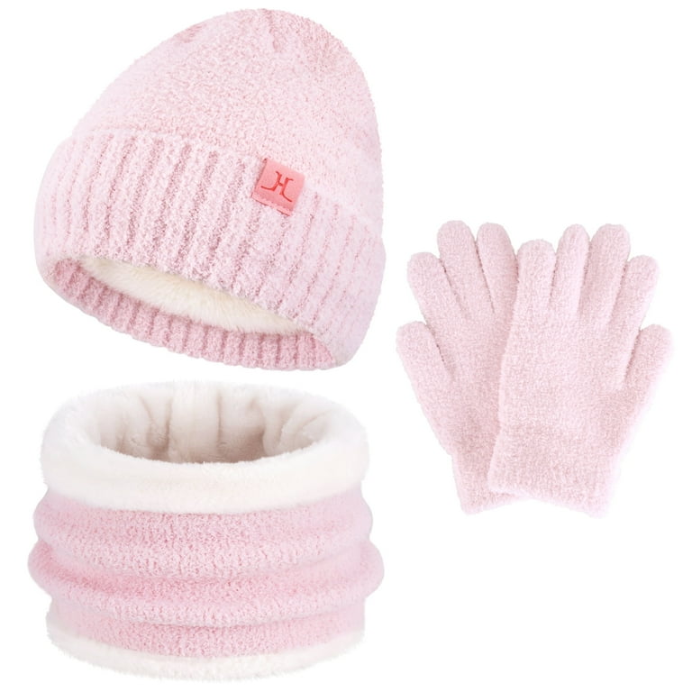 Toddler Kids Winter Hat Scarf Gloves Set Cold Weather Beanie Hats - Main Image