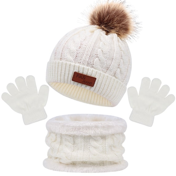 Toddler Kids Winter Hats Gloves Scarf Set Beanie Mittens Neck Warmer for 1-5 Year Old Baby Girls Boys Gifts