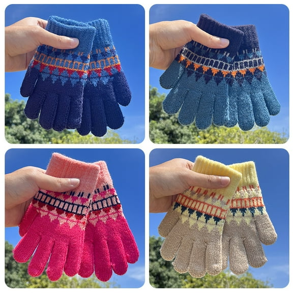 Toddler Kids Winter Warm Knit Mitten Plush Gloves for Infant Baby Girls Boys Kids Winter Thick Warm Cute Knitted Gloves Mittens