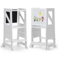 thumbnail image 1 of Toddler Kitchen Step Stool, Learning Standing Tower with Blackboard Adjustable Wooden Kitchen Stool Helper for Kids, 1-5 Year Old Boy Girl Gifts, 1 of 7