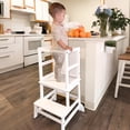 thumbnail image 1 of G TALECO GEAR Toddler Kitchen Stool Helper, Step Stool for Kids with Chalkboard Safety Rail for Toddlers 18 Months and Older (White), 1 of 8